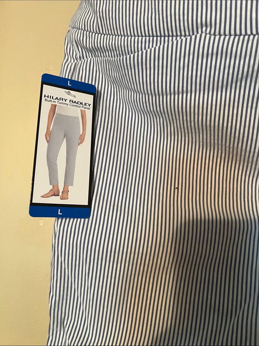 Hilary Radley Navy & White Vertical Stripe Trousers